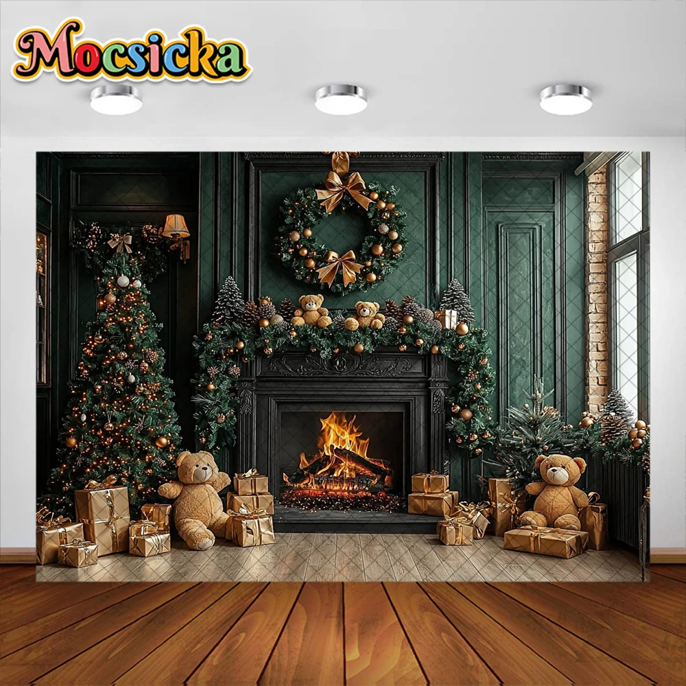 خلفية التصوير الفوتوغرافي لعيد الميلاد للأطفال ، شجرة عيد الميلاد ، نافذة ، مدفأة ، عطلة ، صورة ، خلفيات صورة ، لافتة ، لوازم الديكور