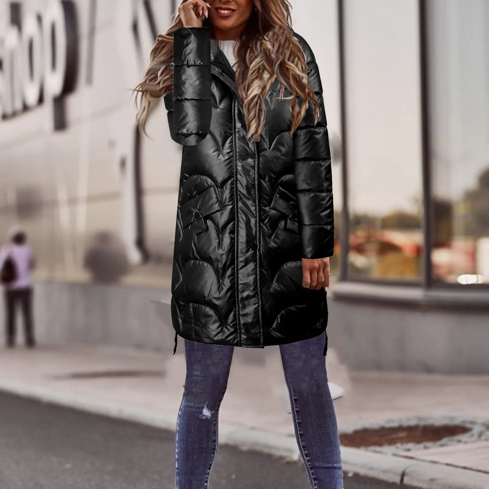 Winter New Fashion Long Cotton-Padded Coat Womens Casual Hooded Parkas Womens Winter Jacket Coat Down Female Jacket 2024