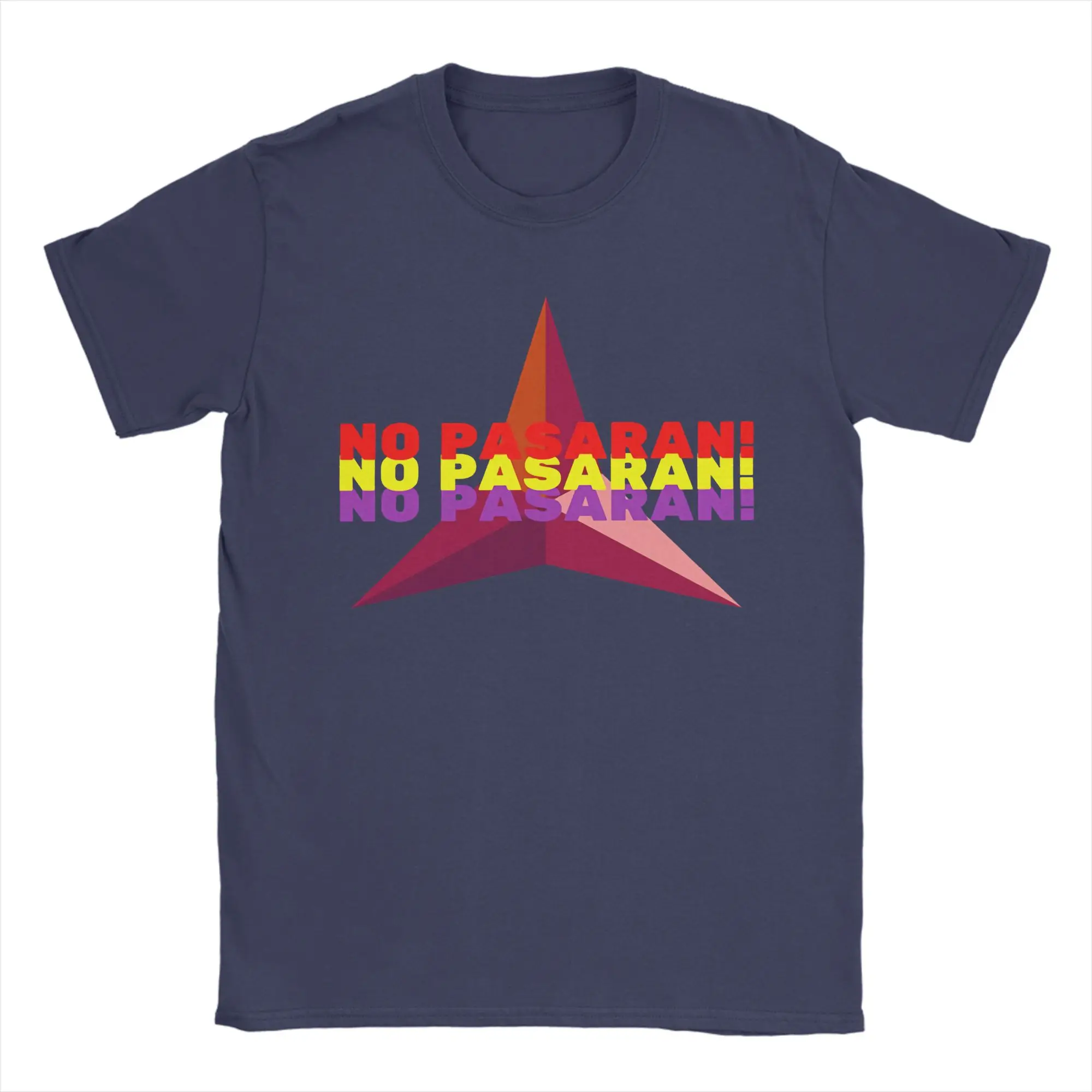 Retro No Pasaran T Shirt Unisex Cotton Short Sleeve Anti Fascist Round Neck Summer Top Tee
