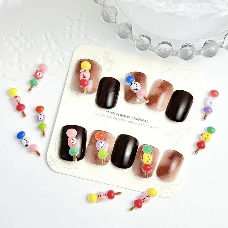 20Pcs New Tomatoes on sticks Cute Cartoon Kulomi Melody Jade Guigou Nail DIY Resin Jewelry, suitable for long nail decoration