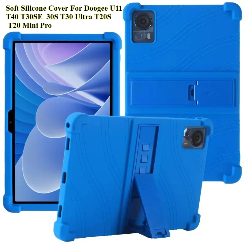 Soft Silicone Cover For Doogee U11 T40 T30SE T30S T30 Ultra T20S T20 Mini Pro Kid Case Kickstand Funda with 4 Shockproof Airbags