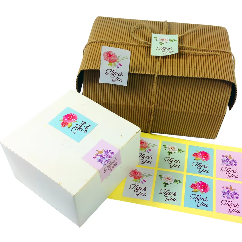 80pcs/pack Thank You Flower Seal Sticker Bakery Package Label DIY Gifts Posted Decoration