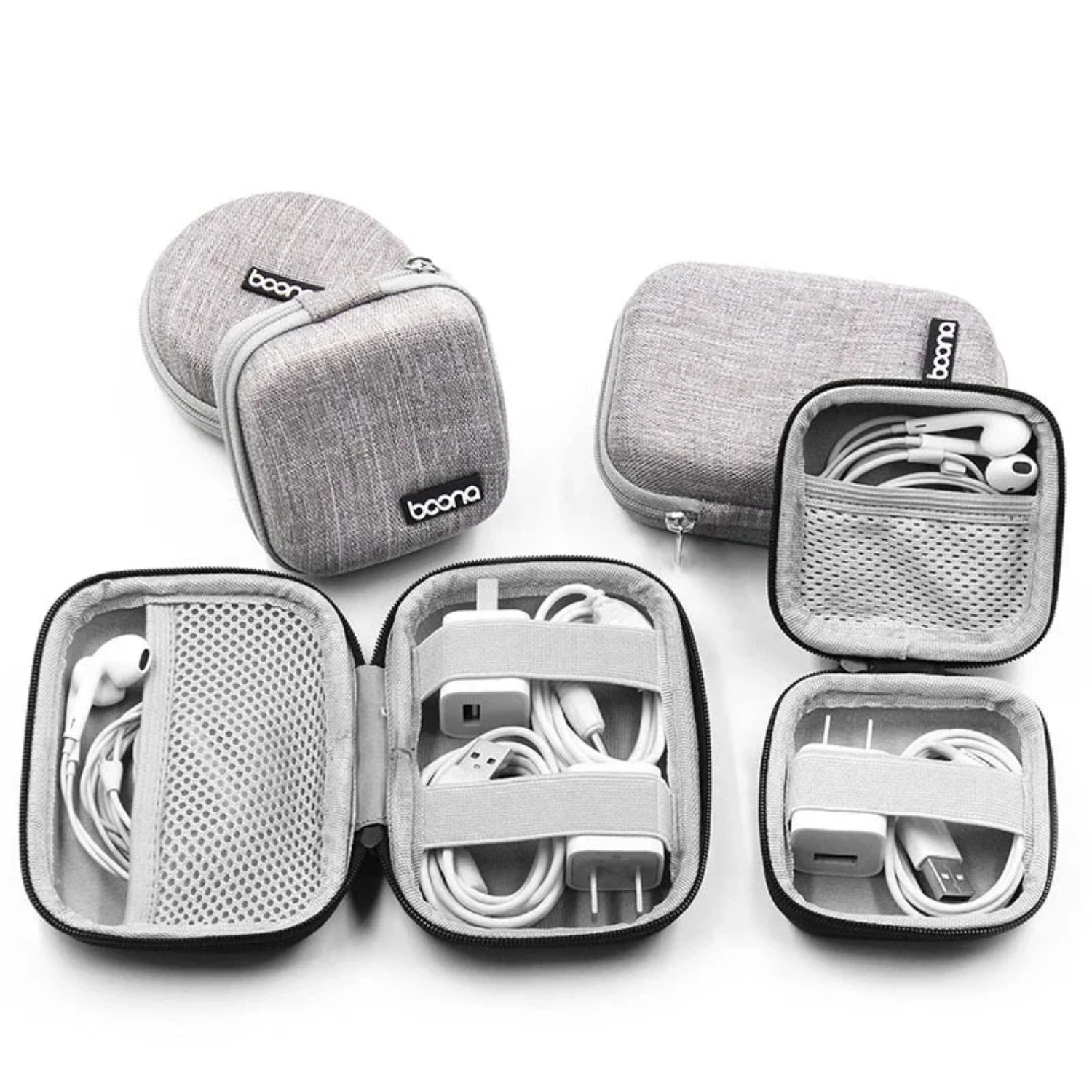 Waterproof Hard Shell USB Charger Circular Earphone Portable Data Cable Organizer Zipper Pouch Packing Box Case Deck box Speaker