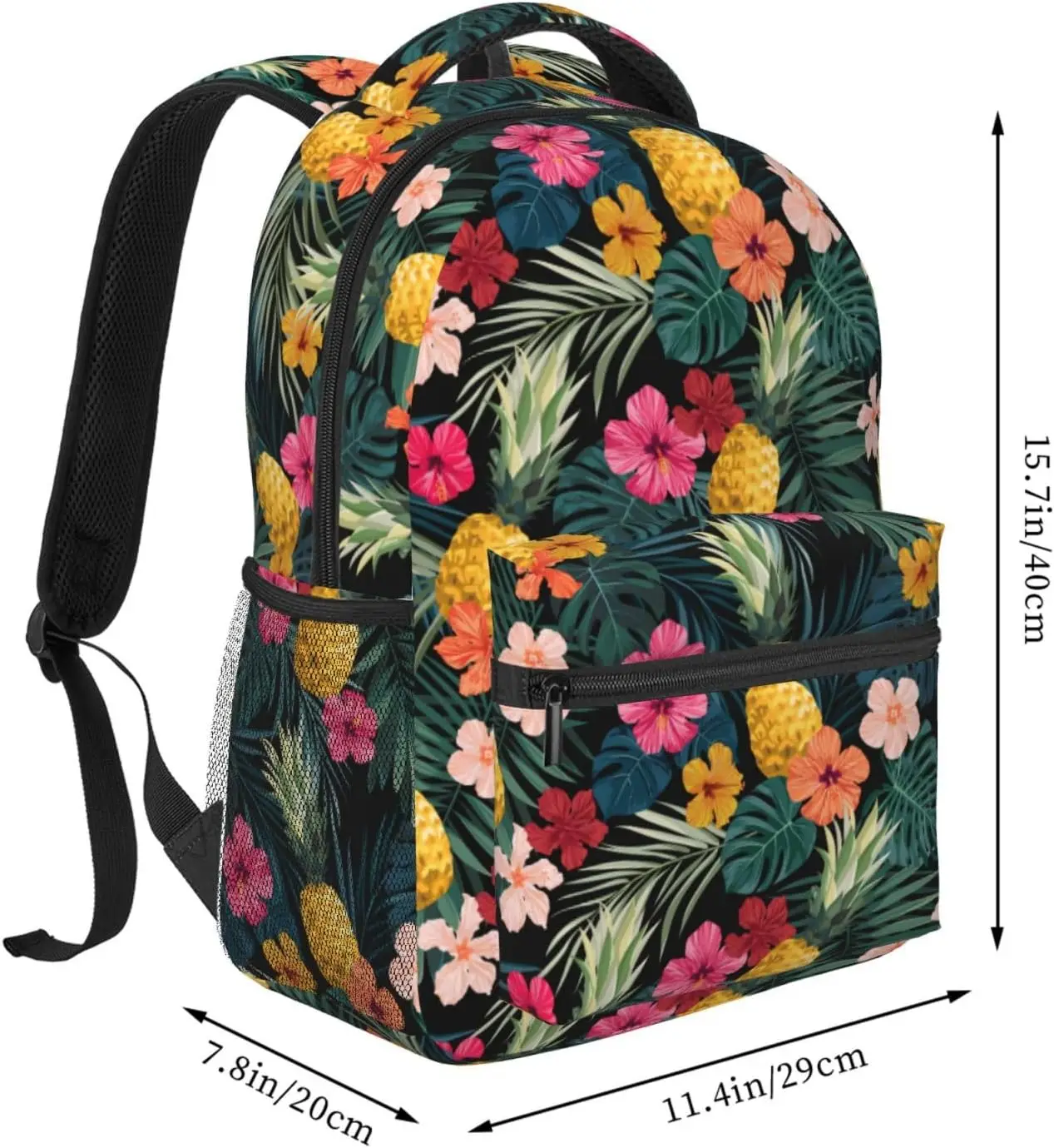 Exotic Palm Leaf Hibiscus Flowers Pineapple Lightweight Laptop Backpack for Women Men College Bookbag Casual Daypack Travel Bag