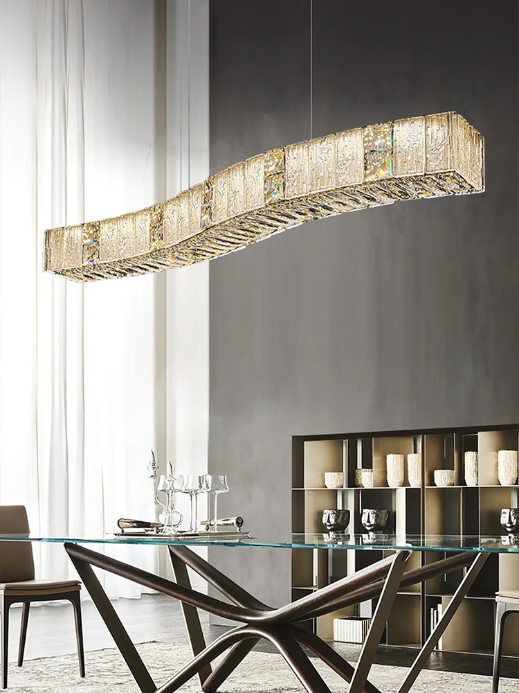 Luxury Crystal Long Pendant Lights Restauran Modern Led Home Deco Indoor Hanging Lighting Fixture Dining Table Lamp Ceiling Deco