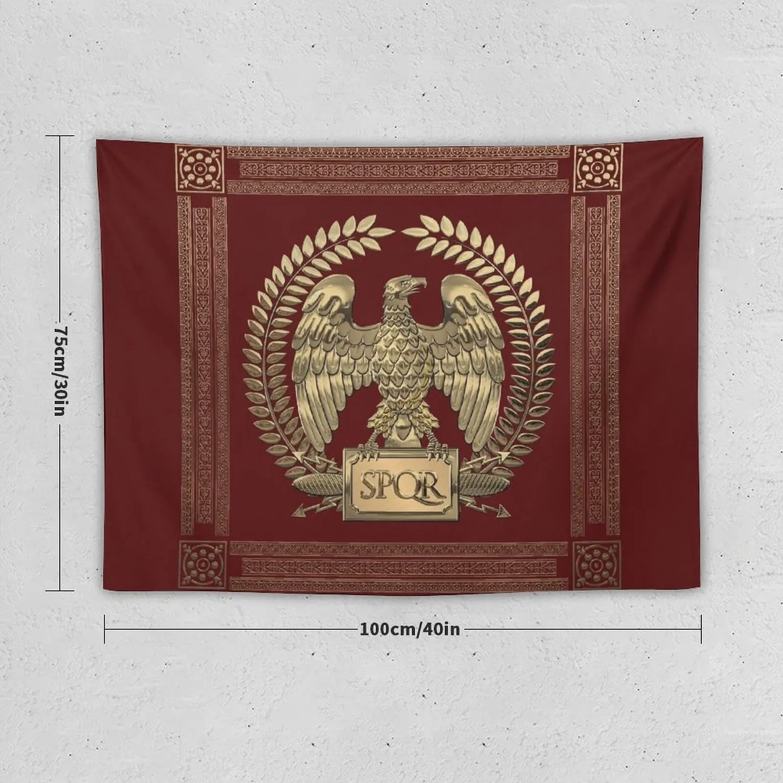 Roman Empire - Gold Imperial Eagle over Red Velvet Tapestry Living Room Decoration House Decoration Wall Carpet Tapestry