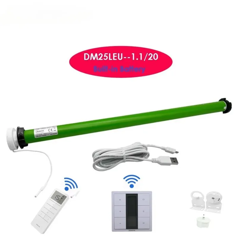 New Dooya 38mm Tube USB Dm25 Battery Tubular Motor  Built-in Li Battery for Blind Curtain Rf433 Remote Control