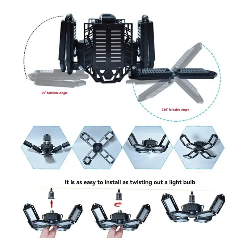 ABRB-أضواء العمل LED 150 واط مصباح جراج قابل للطي 12000 التجويف قوية للمنزل غرفة مستودع السقف الضوء الصناعي