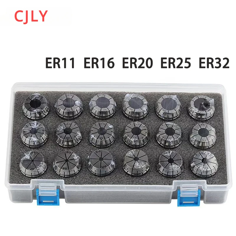 CJLY ER ER11 ER16 ER20 ER25 ER32 ER40 Set ER Spring Collet Chuck 0.015mm 0.008mm for CNC Milling Tool Holder Engraving Machine