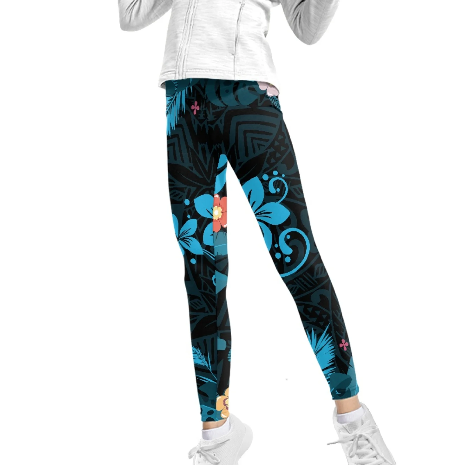 New Design Polynesia Fall/Winter 5-13 Girls Fashion Leggings Tattoos Printing 82% Polyester +18% Spandex Hip Covered Sexy Pants