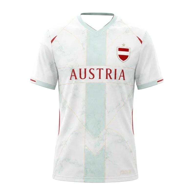 2026 Quick Drying Austrian Marble Patterned Flag Themed Football Jersey, Cultural Shirt, Fan Sports Training for Men