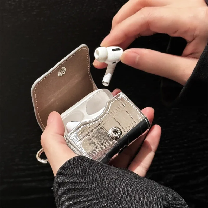 Funda para auriculares con estampado de cocodrilo Simple y elegante para Apple Airpods 1/2 Pro Pro2 3 4, funda protectora de cuero personalizada para auriculares