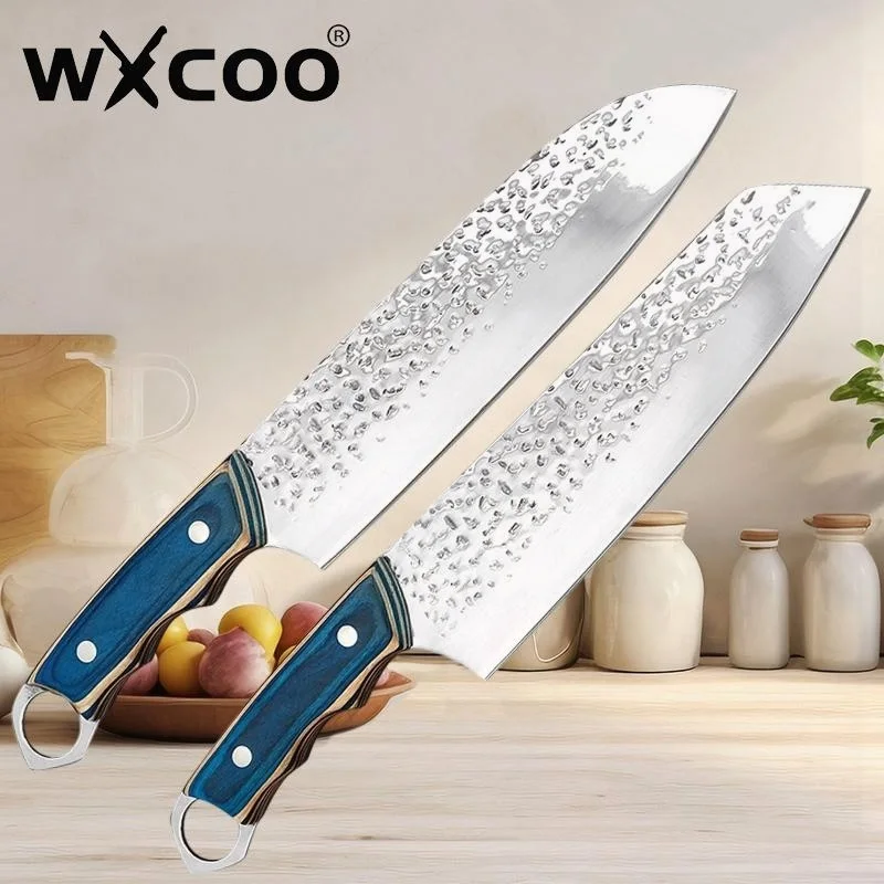 WXCOO Geschmiedetes Küchenmesser Kochmesser Ultra-Kochwerkzeug mit Holzgriff Fleischbeil Ausbeinmesser Tranchiermesser Metzgermesser