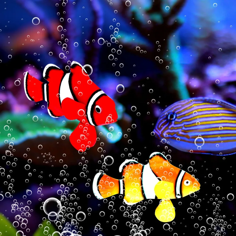 4Pcs Set Silicone Bionic Clownfish Glowing Colorful Red Green Orange Black Aquarium Bionic Clownfish Luminous Feature