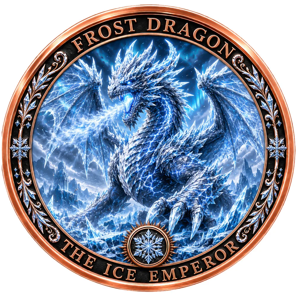 9pcs Elemental Dragon 1 OZ .999 Fine Copper Coin Fire Ice Dragon Coin Fantasy Myth Creature Collectible Medal Souvenir Gift