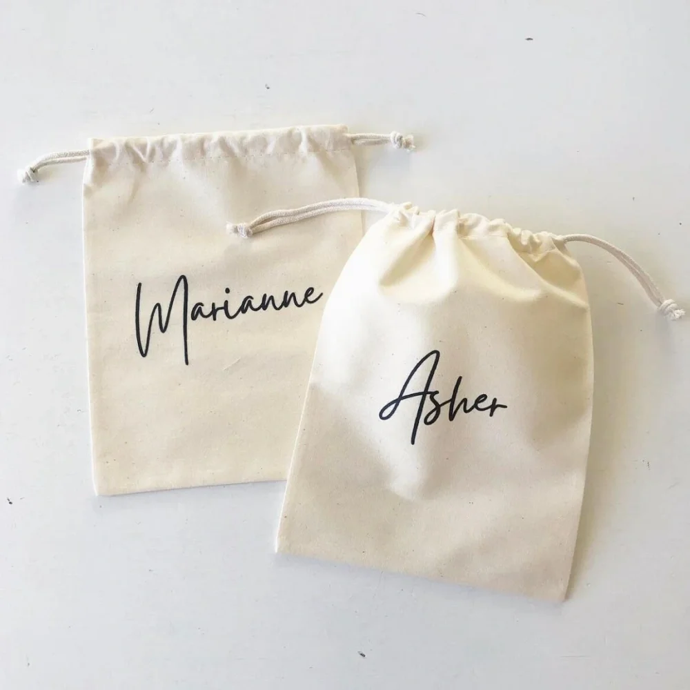 

25Minimalist Simplicity Name Lettering Personalized Bridesmaids Bachelorette Custom Print Cotton Drawstring Bags-Print in Canada