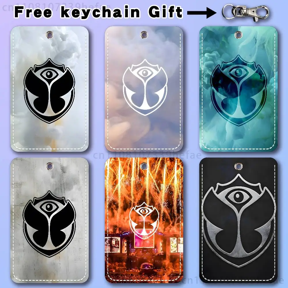 T-Tomorrowland Music Holder Keychain For Bank Business Work Card Holder Student Card Protective Case Bus Card