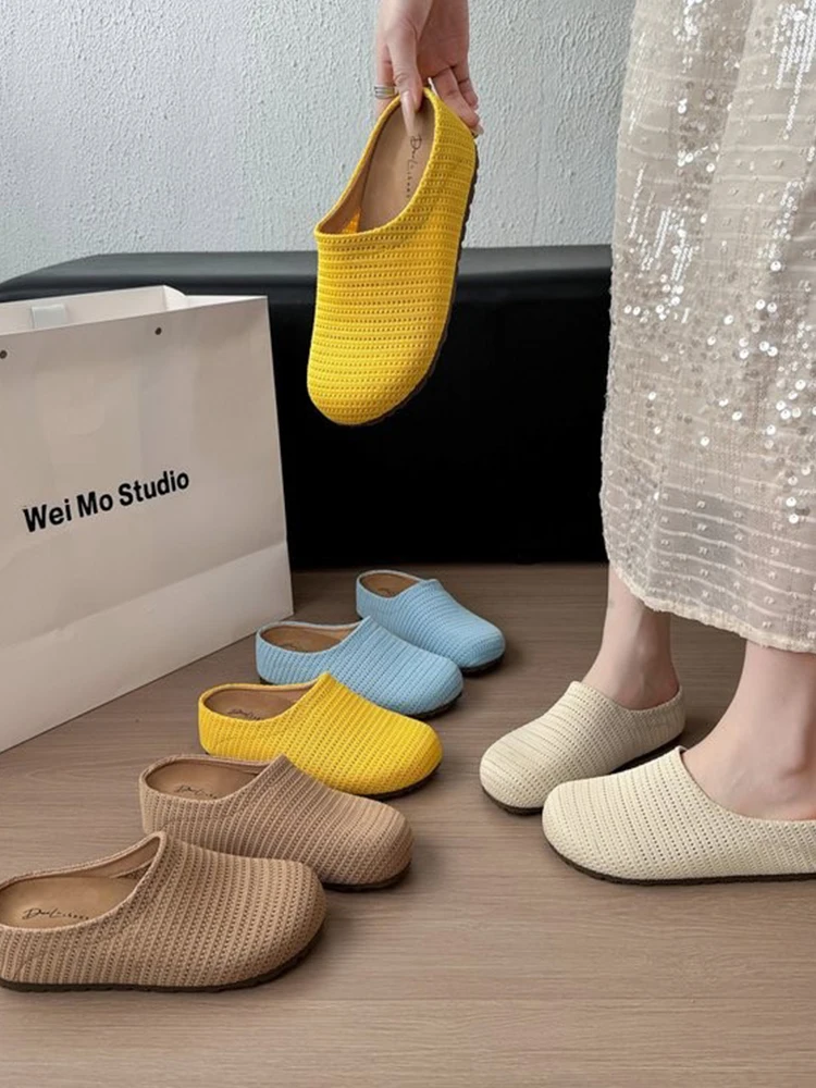 Sandalias de tacón grueso ergonómicas para mujer, tipo mule, para verano y uso exterior, novedad 2026, de una sola pieza.