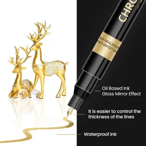 Chrome Espelho Marcador Pen para DIY, Reflective Paint Pen, Caneta Permanente, Ouro, Prata, Cobre Marker, Modelo Pintura Marcação, 0.7mm, 1mm, 2mm, 1Pc 10 principais vendas 1000 canetas - №1