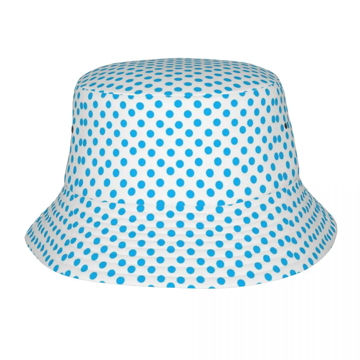 

Blue Polka Dots Bucket Hat For Unisex Fisherman Hats Classic Fishing Caps Personality Hawaii Custom Sun Hats