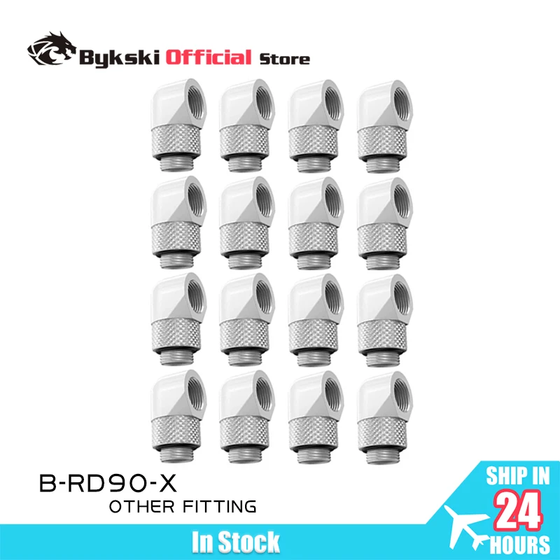 

Bykski B-RD90-X ,16/12pcs Black Silver 90 Degree Rotary Fitting G1/4'' Thread Adapter Rotating Connector Water Cooler Adaptors