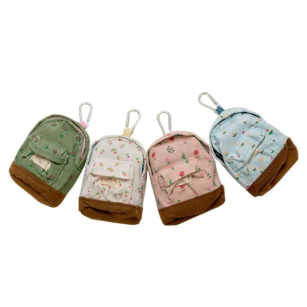 Good Quality Canvas Wallet Keys Bag Burse Mini Floral Design School-bag Shape Purses Wallet Coin Wallet Card Purses Purses