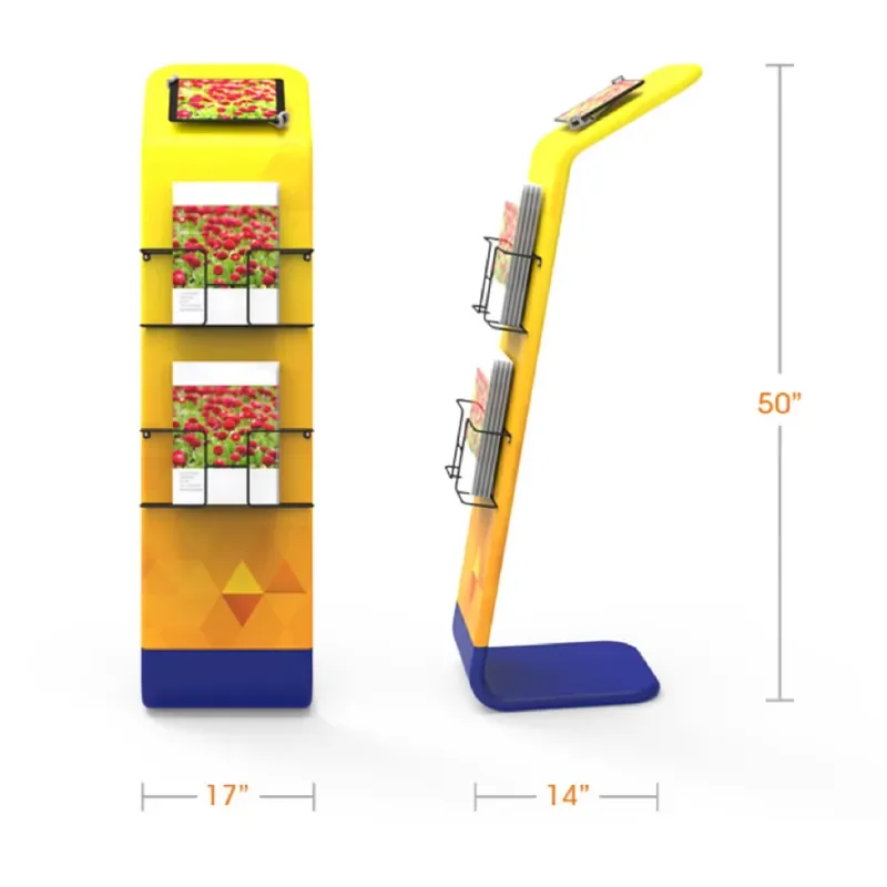 Portable Aluminum Floor Standing Brochure Display Rack for Trade Show Events Exhibition Leaflet Holder Stand Lightweight