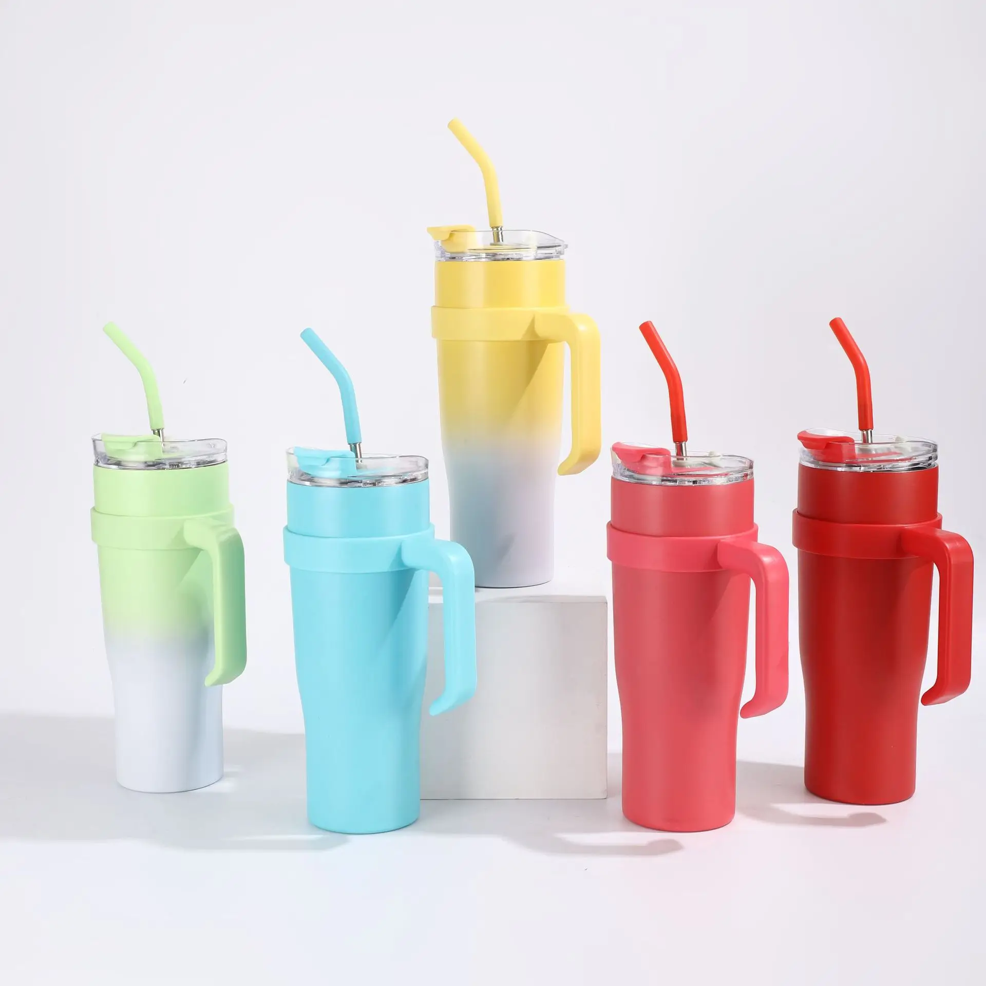 

Stainless Steel Ice Tumbler 500ml Insulated Cup with Handle & Straw Car Insulation Cup Portable Coffee Water mug ﻿Customizable