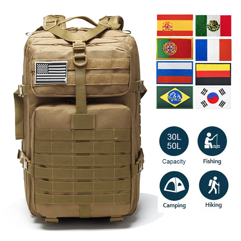 Imagem -02 - Mochila Tática Impermeável para Homens Mochilas de Caminhada ao ar Livre Mochilas do Exército Camping Trekking Bolsa de Caça 30l 50l