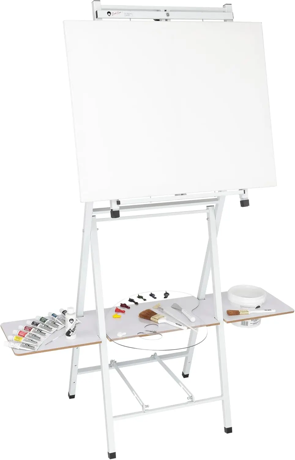 2-in-1 Studio Easel - As Seen on Netflix Metal Easel Four Legged Tabletop Easel - White