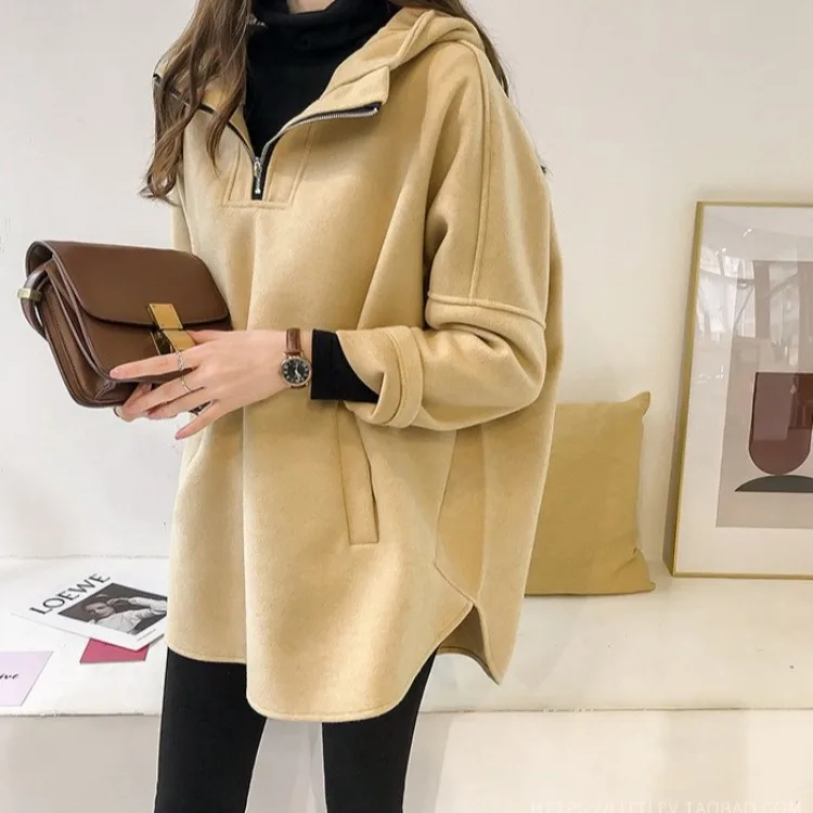 

Женская флисовая толстовка с капюшоном, новинка 2025 года, уютная зимняя куртка на молнии с карманами