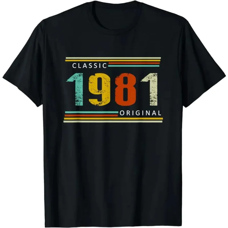 Vintage Chic Men\'s 42-Year Classic T-Shirt Limited Edition Summer Birthday Gift for 1981 Custom Printed T-Shirt Men Clothing