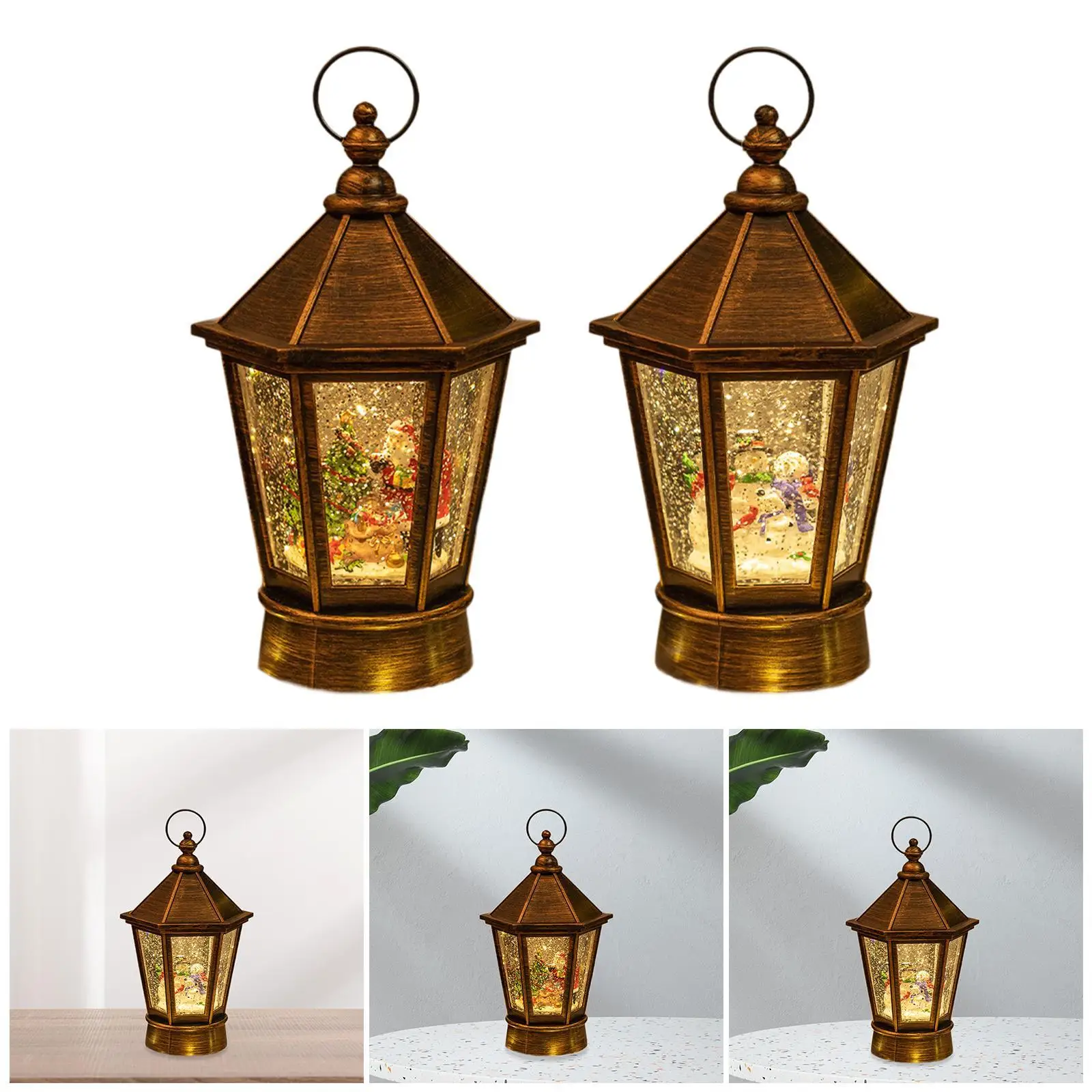 Christmas Hanging Lantern Hexagonal Wind Lamp for Gift Farmhouse Apartment