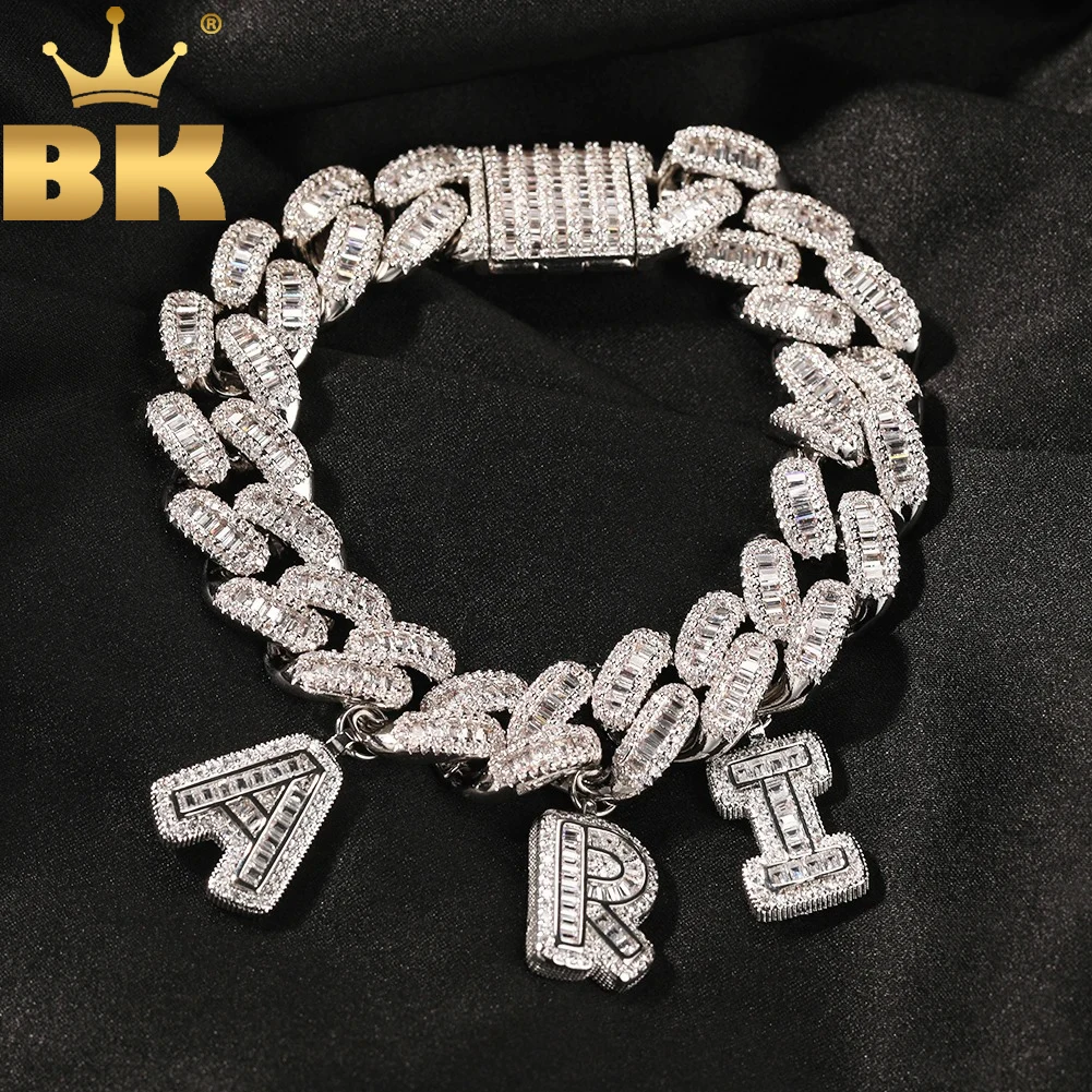 

Браслет-цепочка THE BLING KING 15 мм в стиле кубинского плетения с буквами-багетами, ожерелье Miami Link, хип-хоп украшения