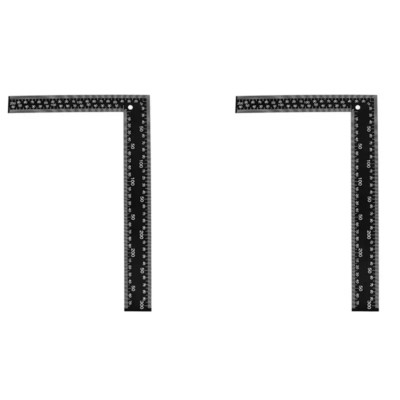LICE-2X Teacher 0-30Cm 0-20Cm Measuring Range L Shaped Design Square Ruler Black