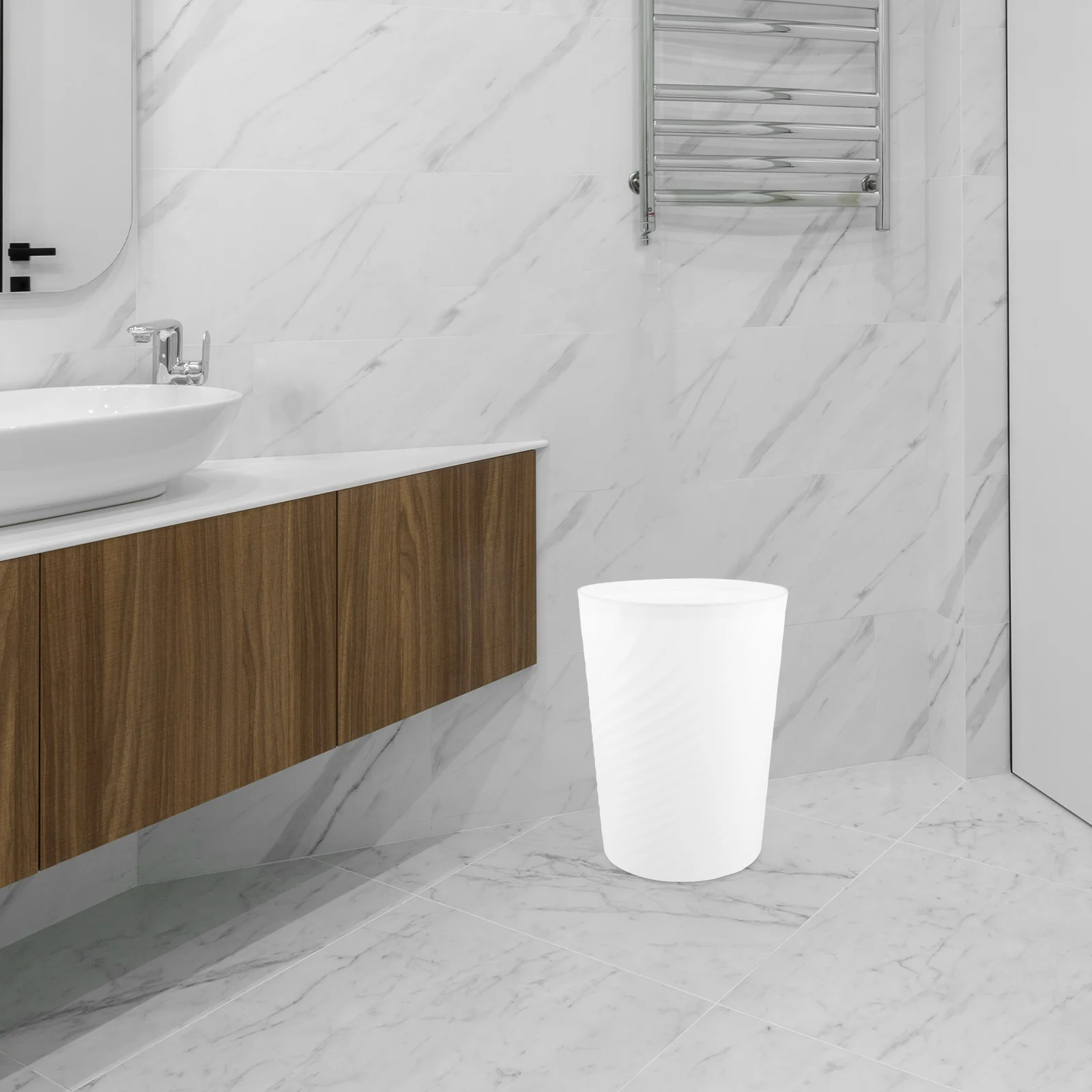 

Office Trash Can Garbage Bin with Pressure Ring Large Capacity Round Household White Bath Room