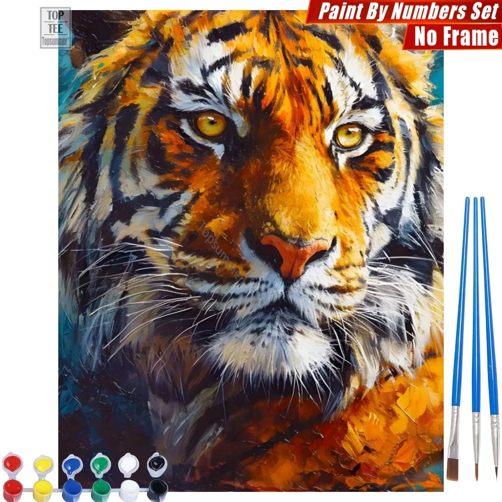 

Regal Sharp Tiger DIY Paint By Numbers Set - Orange Black Stripes Quality Family Time Day Of The Dead Gift For Dad