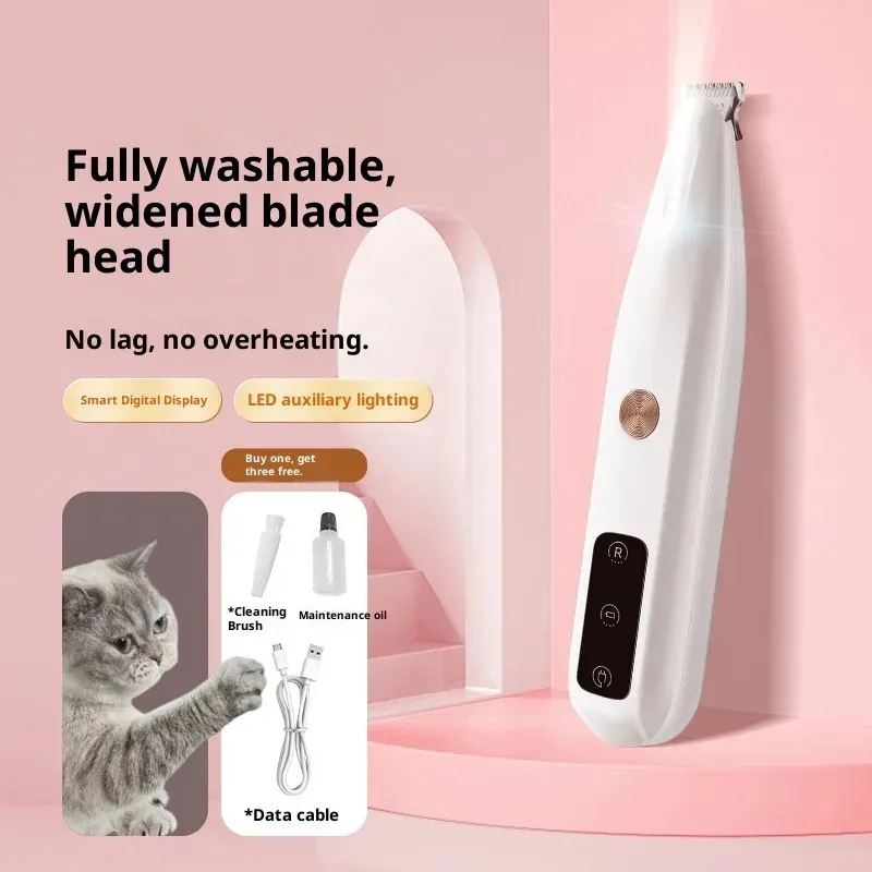 

Low-Noise Pet Grooming Clipper-Smart Display Cat Paw Trimmer with Skin-Safe Blade,Cordless Rechargeable&Washable (CE Certified）
