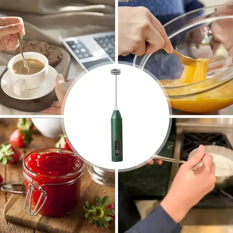 1pc Handheld Electric Milk Frother Rechargeable, Automatic Foam Maker for Lattes, Hot Chocolate Blender Egg Beater Cooking Tools