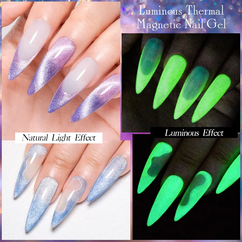 Mtssii 7ML Luminous Thermal Cat Eye Magnetic Gel Nail Polish Glow In Dark Glitter Nail Art Vernis Semi Permanent UV Gel Polish