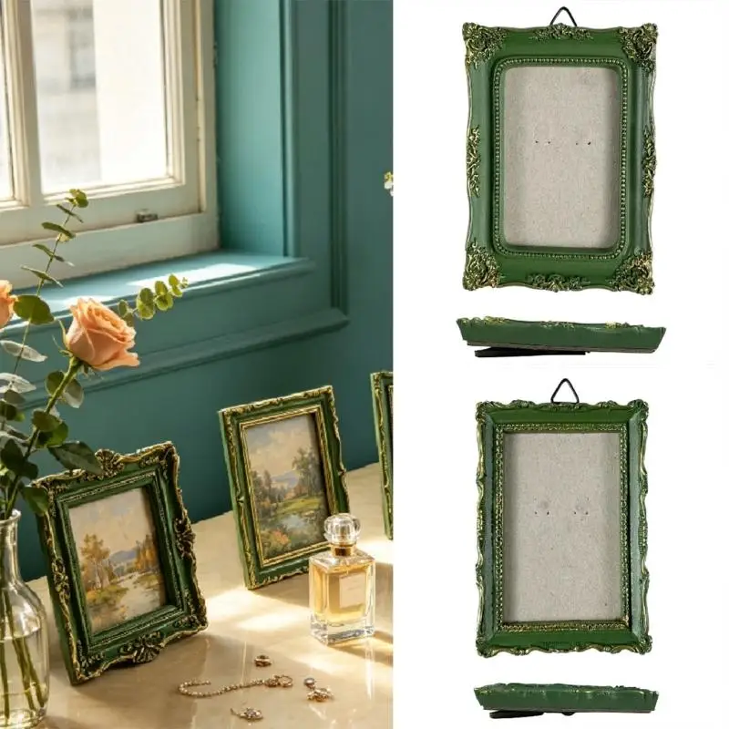 E8BD Resin Photo Frames Mini Photo Stand Ornate Picture Frames for Wall,Desk Display
