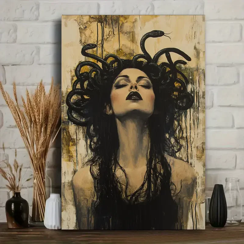Medusa in Ancient Greek Mythology Poster and Prints Portrait Art Canvas Painting Wall Art Picture for Living Room Home Decor