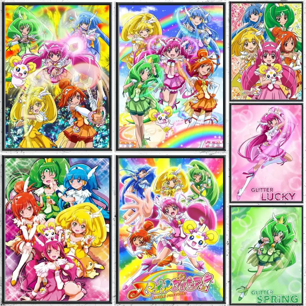 Anime S-Smile P-Precures Poster HD Arte de parede autoadesiva à prova d'água – Uso em várias cenas, escolha de presente superior