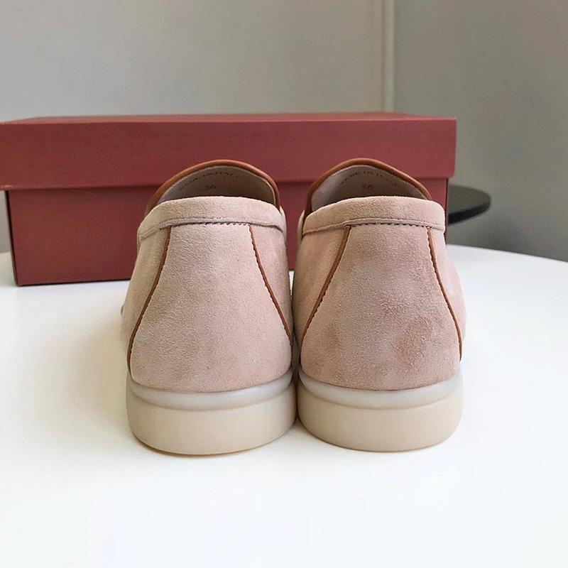 DONNAIN Women Penny Loafers Luxury Kid Suede Handmade Pink Moccasins Casual Slip-On Flat Shoes Plus Size 41-43 Female Shoes