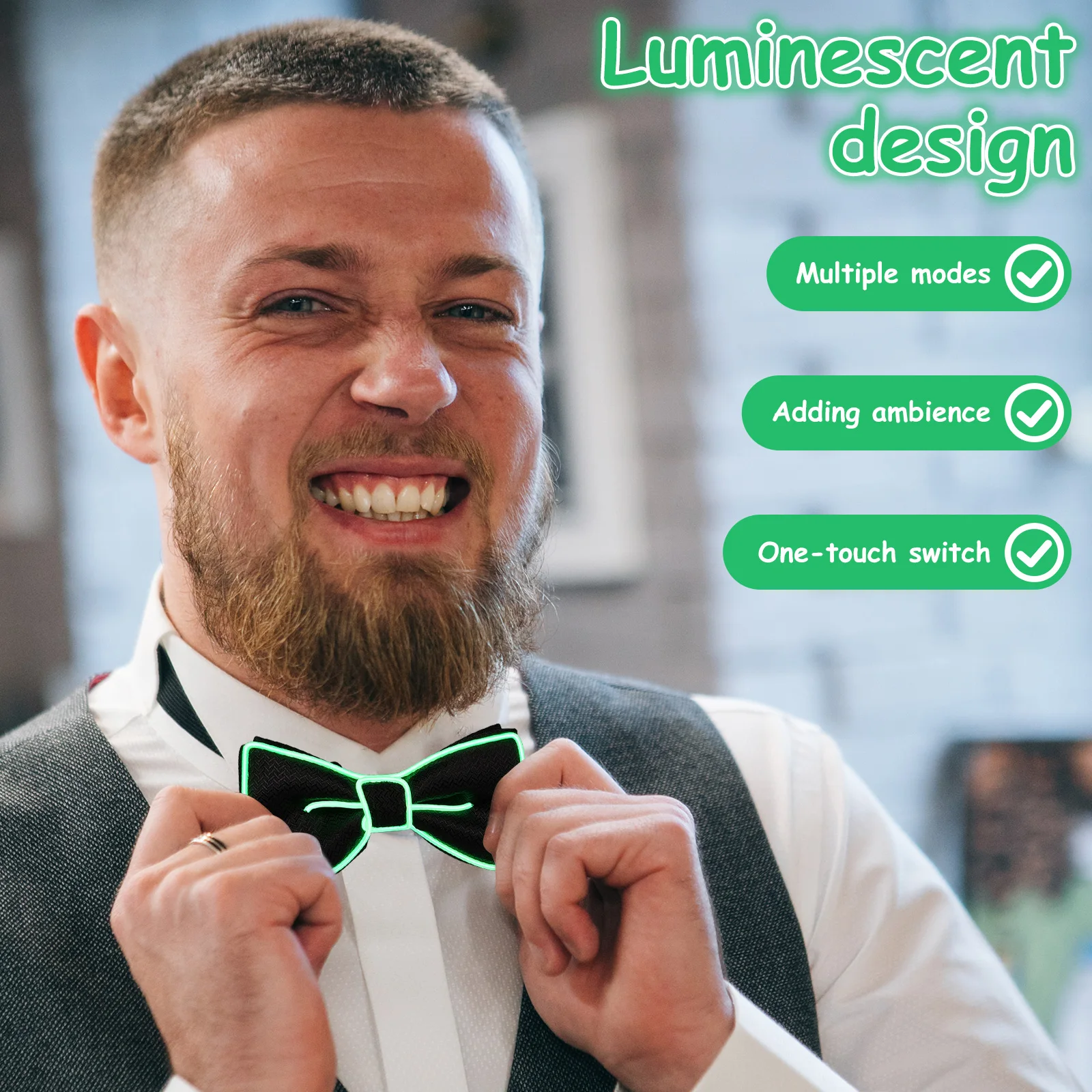 2 ชิ้นแฟชั่น Light Up Bow Tie Creative Glowing Bow Tie อเนกประสงค์นีออนอุปกรณ์เสริมสําหรับผู้ชายผู้หญิง Party Prom Show วันหยุด