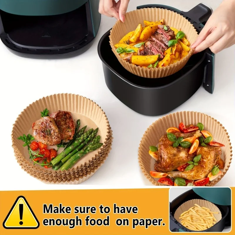 50/100Pcs Air Fryer Disposable Paper Non-Stick Airfryer Baking Papers Round Air-Fryer Paper Liners Paper Kitchen Accessories
