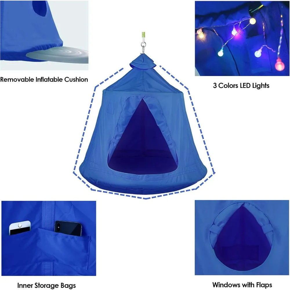 X-Shaped Hanging Tree Tent w/Swing Chair,Hammock Chair Stand Canopy w/Steel Frame,Egg Basket Patio Seat w/Adjustable Solid Stand