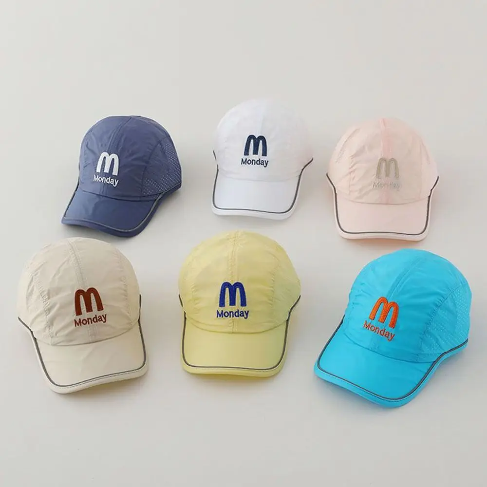 

Simple Summer Baby Baseball Cap Breathable Letter Children Peaked Hat Quick Dry Visor Sun Protection Cap Outdoor