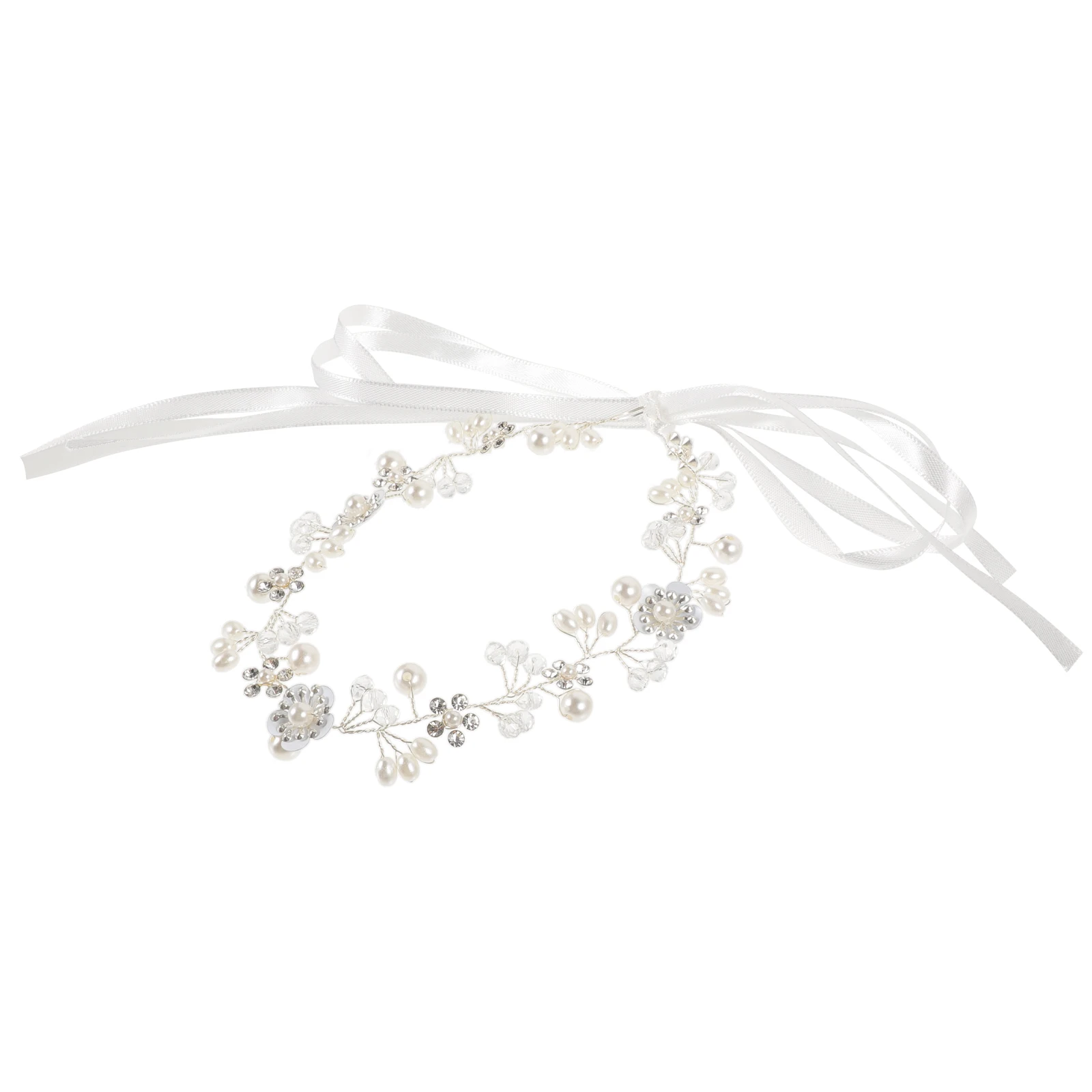 

Pearl Headband Rhinestone Hair Bands Bridal Wedding Silver Floral Leaf Forehead Mosaic Elegant Simple Prom Anniversary Party