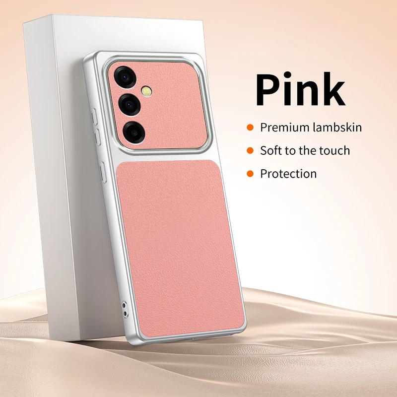 Funda Protectora para Teléfono A17 Fashion Lychee Naranja Rosa Plateado Blanco Negro con Protección de Lente para Samsung Galaxy A17 17 4G F17 M17 5G